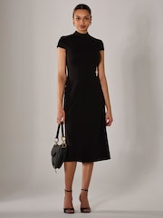 Jolie Moi Black Ponte Cap Sleeve Midi Dress - Image 3 of 6