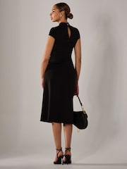 Jolie Moi Black Ponte Cap Sleeve Midi Dress - Image 6 of 6
