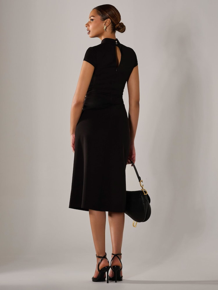Jolie Moi Black Ponte Cap Sleeve Midi Dress - Image 6 of 6