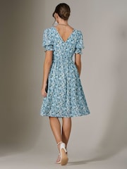 Jolie Moi Blue Puff Sleeve Midi Dress - Image 6 of 6