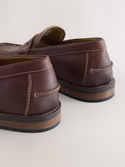 Tan Brown Contrast Stitch Penny Loafers - Image 6 of 6