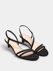 Long Tall Sally Black Kitten Heels Slingback Sandals - Image 3 of 5