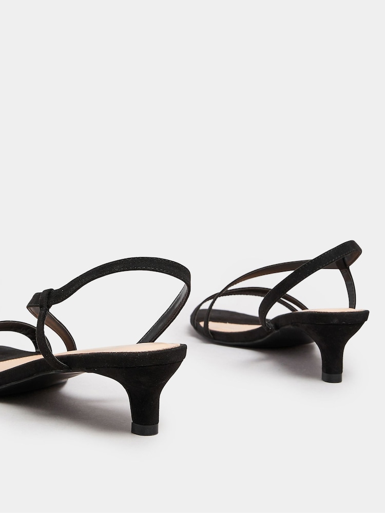 Long Tall Sally Black Kitten Heels Slingback Sandals - Image 4 of 5