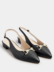 Long Tall Sally Black Metal Trim Sling Back Shoes - Image 2 of 5