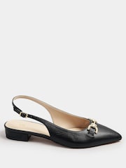 Long Tall Sally Black Metal Trim Sling Back Shoes - Image 3 of 5