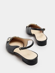 Long Tall Sally Black Metal Trim Sling Back Shoes - Image 4 of 5