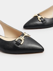 Long Tall Sally Black Metal Trim Sling Back Shoes - Image 5 of 5