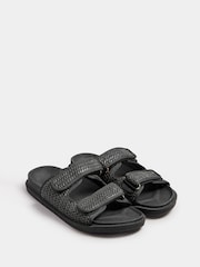 Yours Curve Black Extra Wide Fit Woven Velcro Sandals - Image 3 of 5