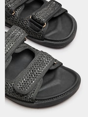 Yours Curve Black Extra Wide Fit Woven Velcro Sandals - Image 4 of 5