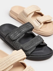 Yours Curve Black Extra Wide Fit Woven Velcro Sandals - Image 5 of 5