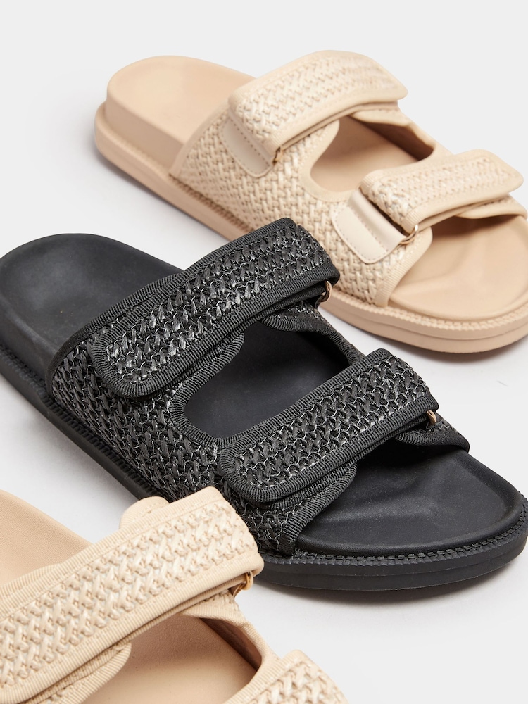 Yours Curve Black Extra Wide Fit Woven Velcro Sandals - Image 5 of 5