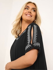 Yours Curve Black Embellished T-Shirt - Image 2 of 4
