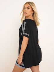 Yours Curve Black Embellished T-Shirt - Image 4 of 4