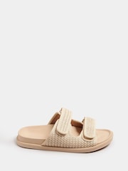 Yours Curve Natural Extra Wide Fit Woven Velcro Sandals - Image 3 of 6