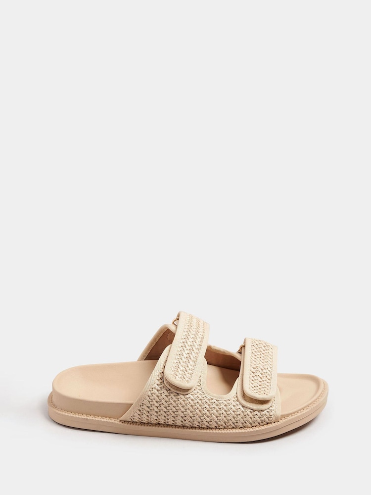 Yours Curve Natural Extra Wide Fit Woven Velcro Sandals - Image 3 of 6