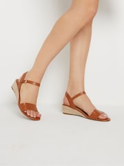 Long Tall Sally Brown Mid Heel Rope Wedge Sandals - Image 1 of 5
