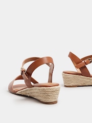 Long Tall Sally Brown Mid Heel Rope Wedge Sandals - Image 4 of 5