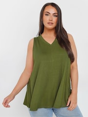 Yours Curve Green Elevated Rib Vest - Image 1 of 5