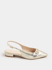Long Tall Sally Gold Metal Trim Sling Back Shoes - Image 2 of 5