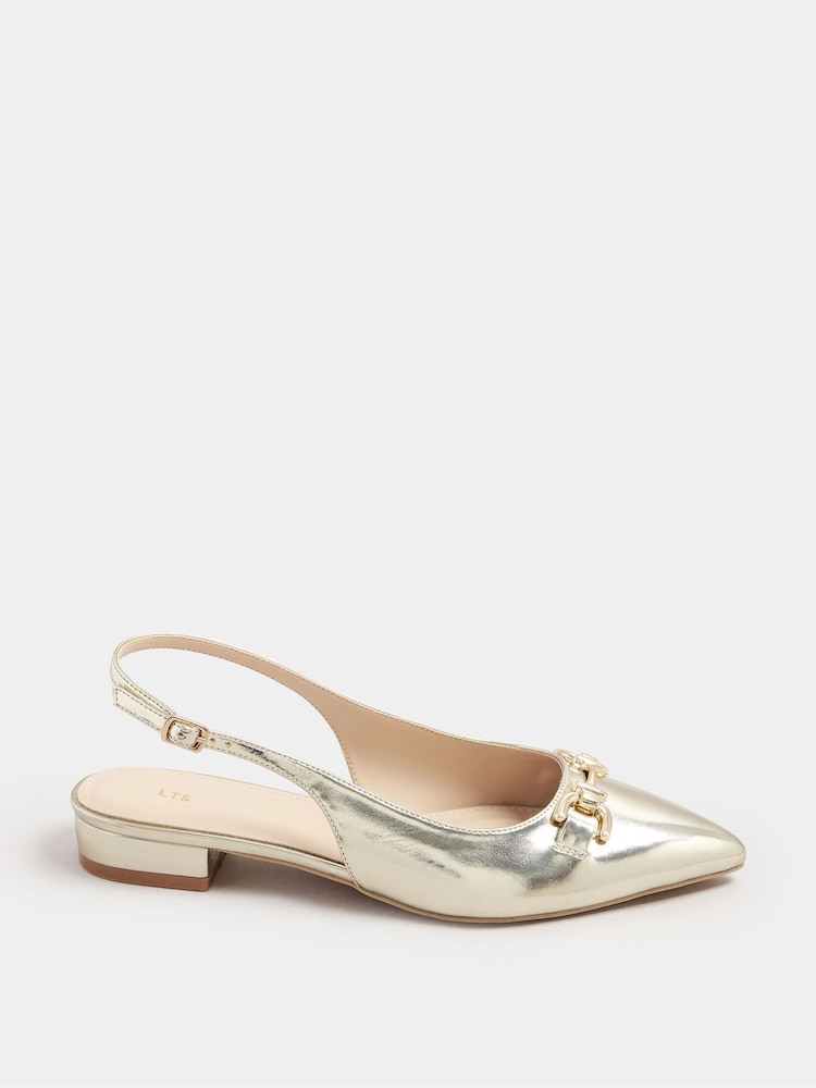 Long Tall Sally Gold Metal Trim Sling Back Shoes - Image 2 of 5