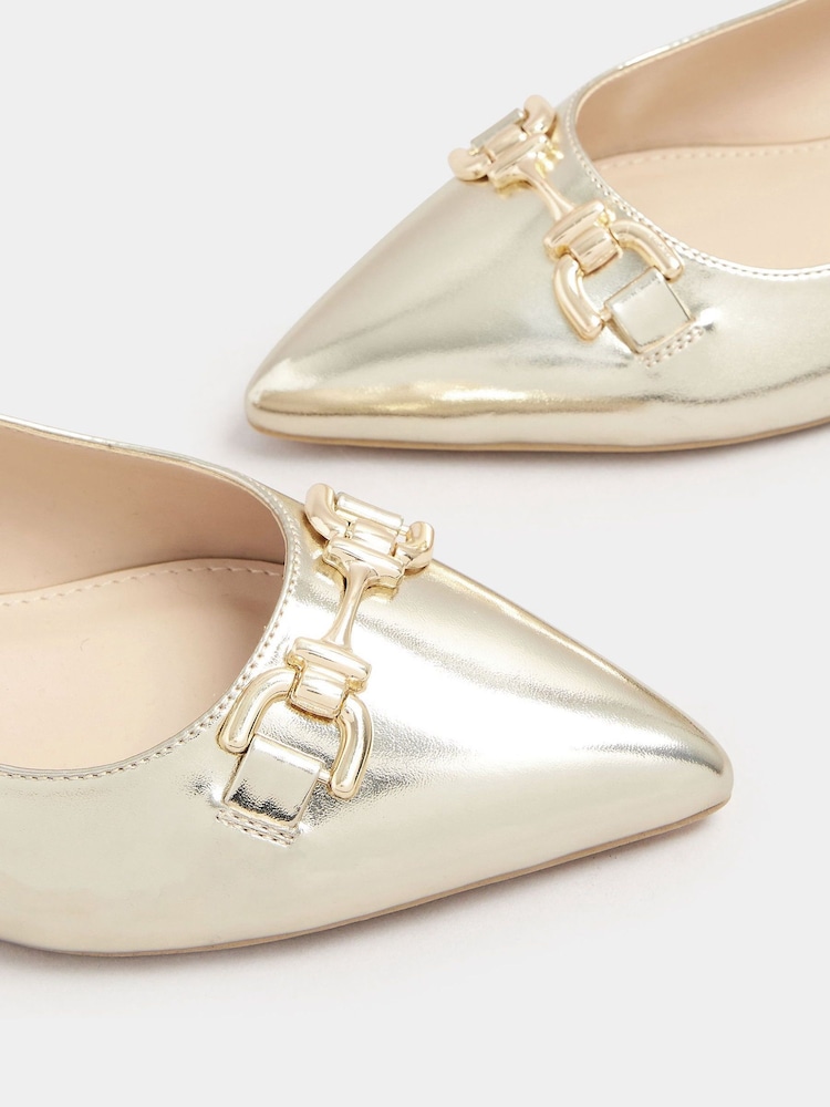 Long Tall Sally Gold Metal Trim Sling Back Shoes - Image 5 of 5