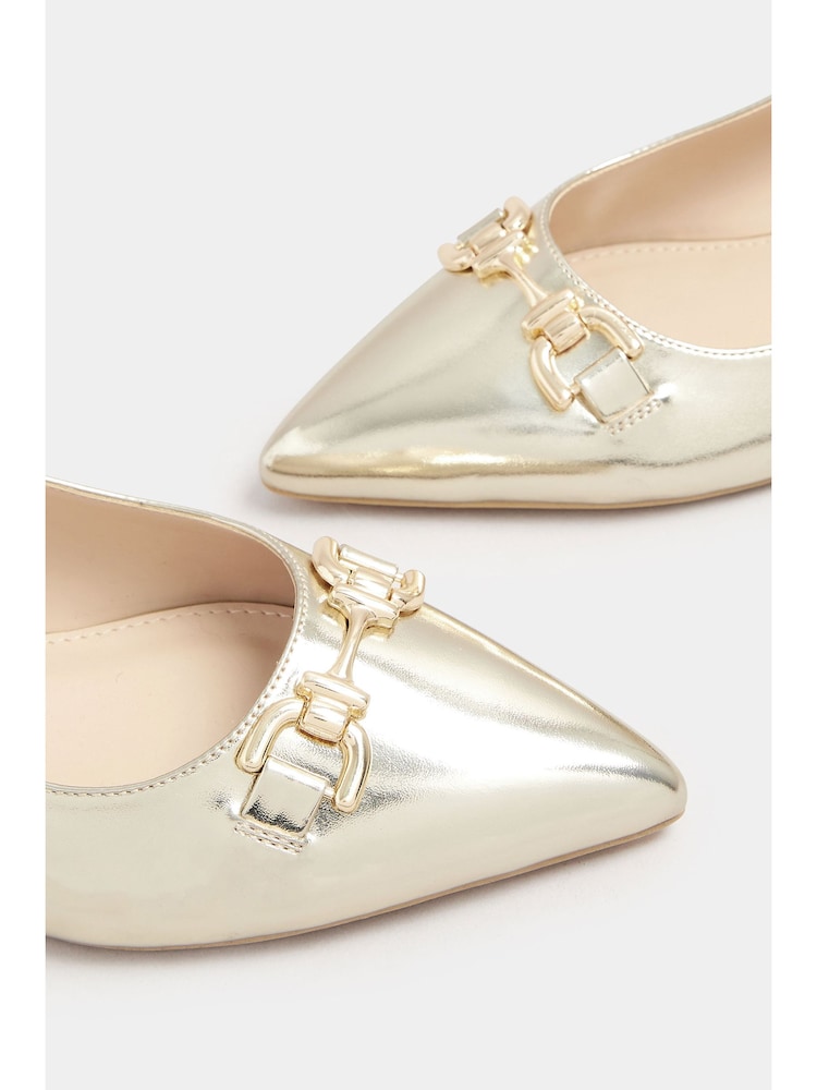 Long Tall Sally Gold Metal Trim Sling Back Shoes - Image 5 of 5 Long Tall Sally Gold Metal Trim Sling Back Shoes - Image 5 of 5