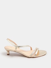 Long Tall Sally Gold Kitten Heels Slingback Sandals - Image 2 of 5
