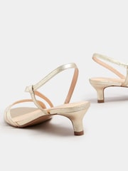 Long Tall Sally Gold Kitten Heels Slingback Sandals - Image 4 of 5