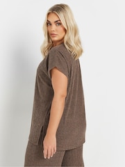 Yours Curve Brown Knitted Co-Ord T-Shirt - Image 3 of 5