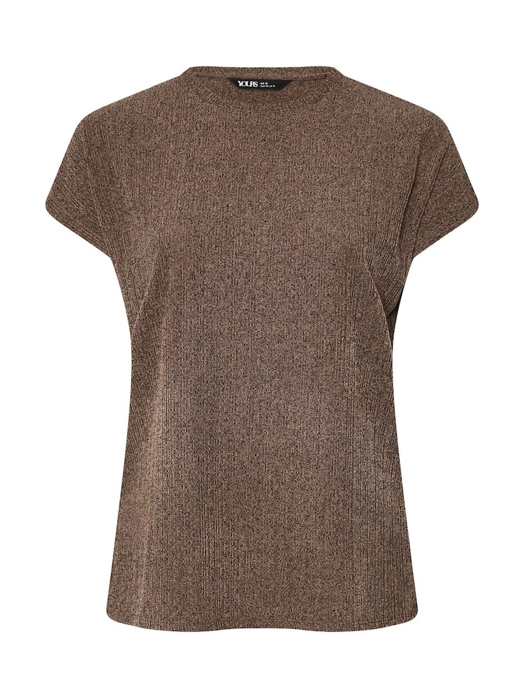 Yours Curve Brown Knitted Co-Ord T-Shirt - Image 5 of 5