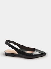 Long Tall Sally Black Flat Patent Slingback Point Shoes - Image 3 of 6