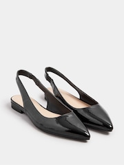 Long Tall Sally Black Flat Patent Slingback Point Shoes - Image 4 of 6