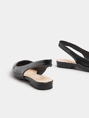 Long Tall Sally Black Flat Patent Slingback Point Shoes - Image 5 of 6