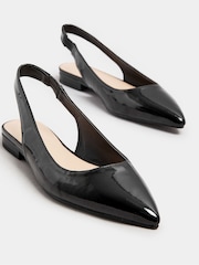 Long Tall Sally Black Flat Patent Slingback Point Shoes - Image 6 of 6