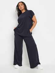 Yours Curve Blue Knitted Co-Ord T-Shirt - Image 3 of 6