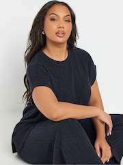 Yours Curve Blue Knitted Co-Ord T-Shirt - Image 5 of 6