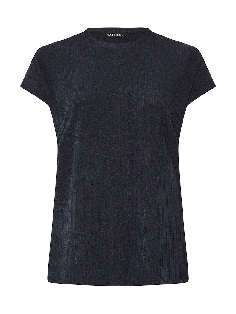 Yours Curve Blue Knitted Co-Ord T-Shirt - Image 6 of 6