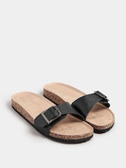 Yours Curve Black Extra-Wide Fit Single Buckle Sandals - Image 1 of 5