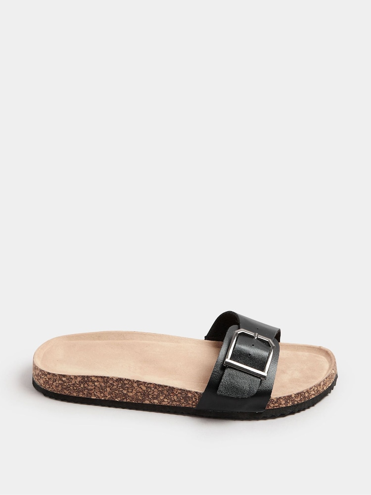 Yours Curve Black Extra-Wide Fit Single Buckle Sandals - Image 2 of 5
