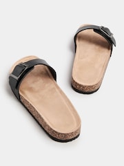 Yours Curve Black Extra-Wide Fit Single Buckle Sandals - Image 4 of 5