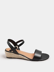 Long Tall Sally Black Mid Heel Rope Wedge Sandals - Image 2 of 5