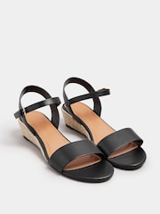 Long Tall Sally Black Mid Heel Rope Wedge Sandals - Image 3 of 5