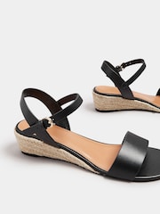 Long Tall Sally Black Mid Heel Rope Wedge Sandals - Image 4 of 5