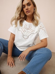 Weiß - Yours Curve Ladder Insert 100% Cotton T-Shirt - Bild 1 von 5