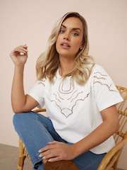 Weiß - Yours Curve Ladder Insert 100% Cotton T-Shirt - Bild 3 von 5