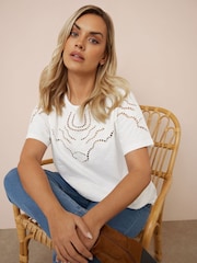 Weiß - Yours Curve Ladder Insert 100% Cotton T-Shirt - Bild 4 von 5