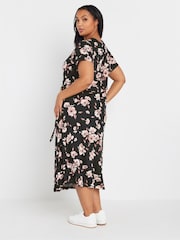 Yours Curve Black Floral Print Midi Dress - Image 3 of 5