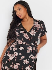 Yours Curve Black Floral Print Midi Dress - Image 4 of 5