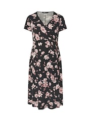 Yours Curve Black Floral Print Midi Dress - Image 5 of 5