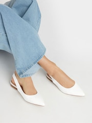 Long Tall Sally White Flat Patent Slingback Point Shoes - Image 1 of 5